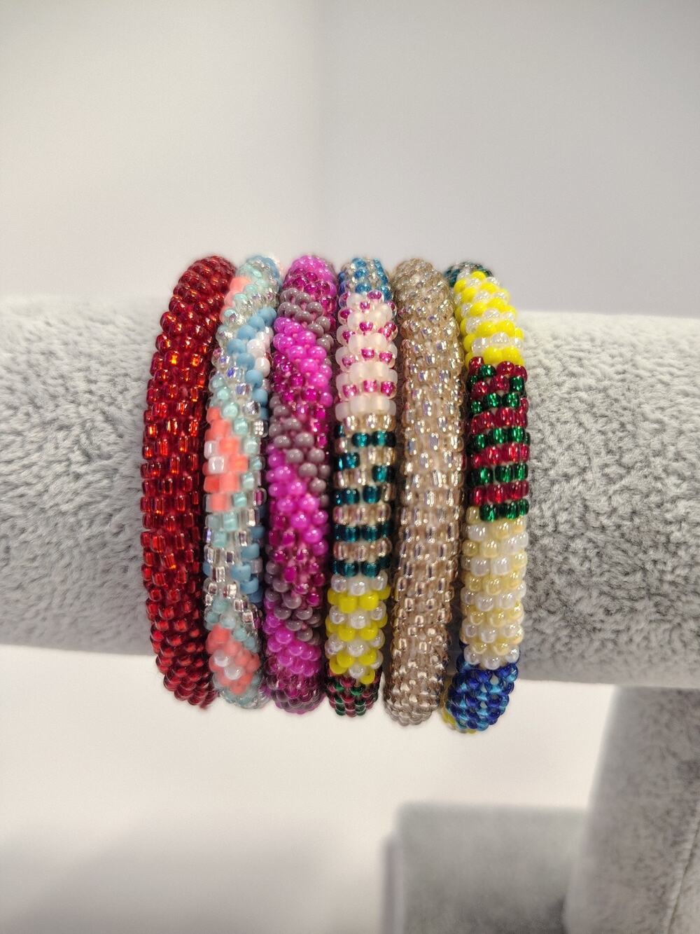 Nepal Bracelets Glass Seed Bead Handmade Beaded Set of 6